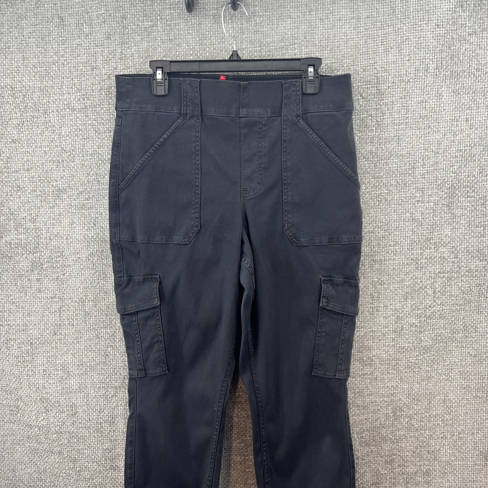 Spanx Stretch Cotton Blend Twill Cargo Pants Women's 1X Gray Tapered Leg Stretch